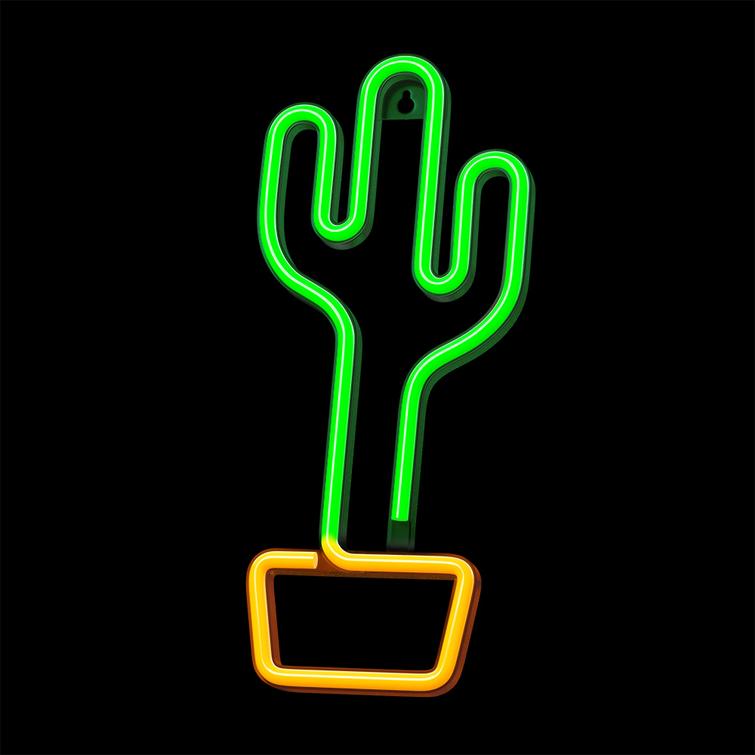 Neon LED-valo CACTUS oranssi vihreä lepakko + USB FLNE02 Forever Light