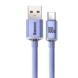 Baseus-kaapeli Crystal Shine USB - USB-C 1,2 m 100W violetti