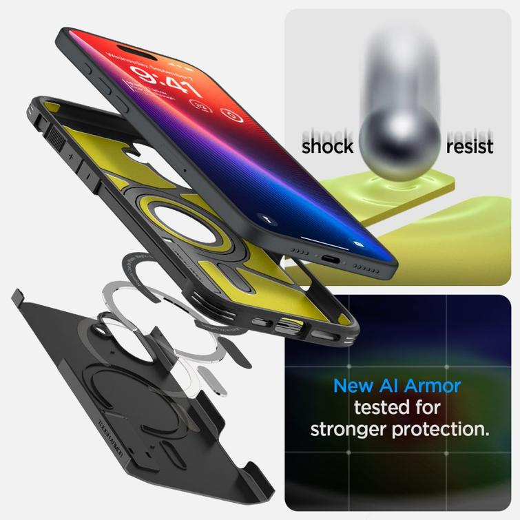 Spigen Tough Armor Mag Magsafe -suojakuori iPhone 16 6,1":lle, musta