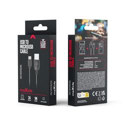 Maxlife-kaapeli USB - microUSB 1,0 m 2A musta