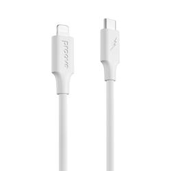 Proove kaapeli Raidallinen Silikoni USB-C - Lightning 1m 3A valkoinen