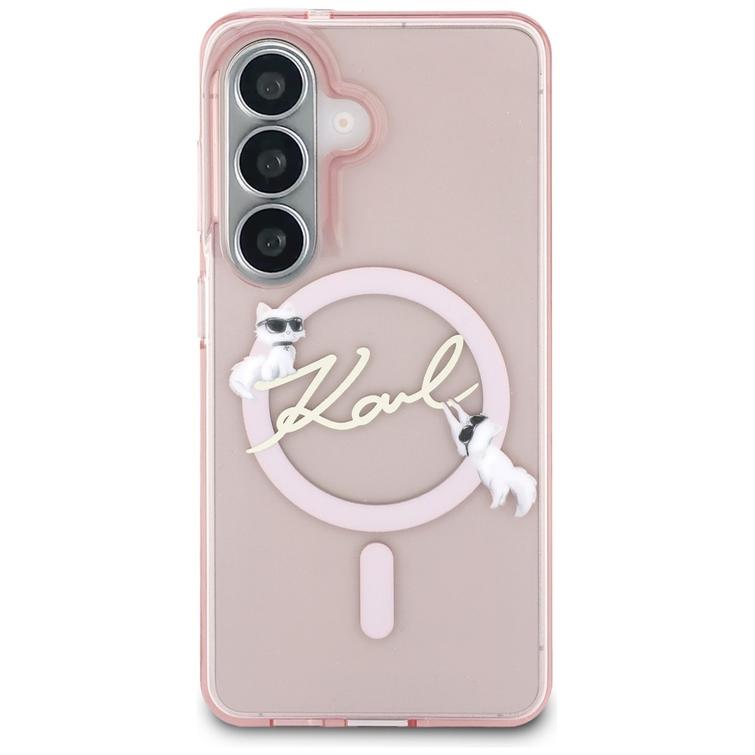 Karl Lagerfeld case IML KC Script MagSafe for Samsung Galaxy S26 pink