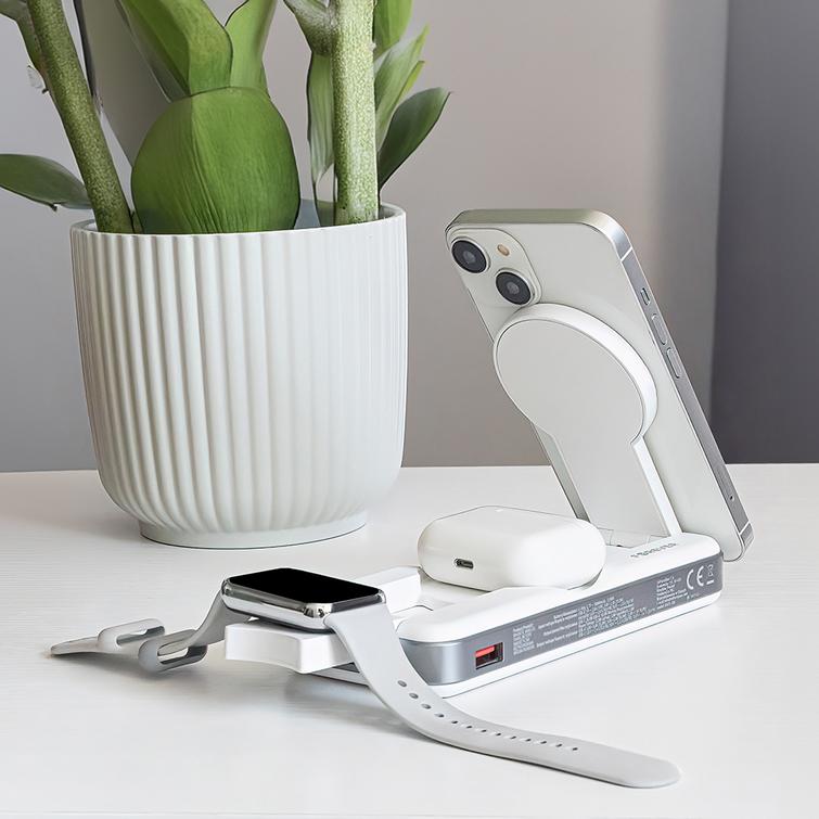 Forever langaton varavirtal&auml;hde MATB-300 10000 mAh magneettinen 3in1 valkoinen