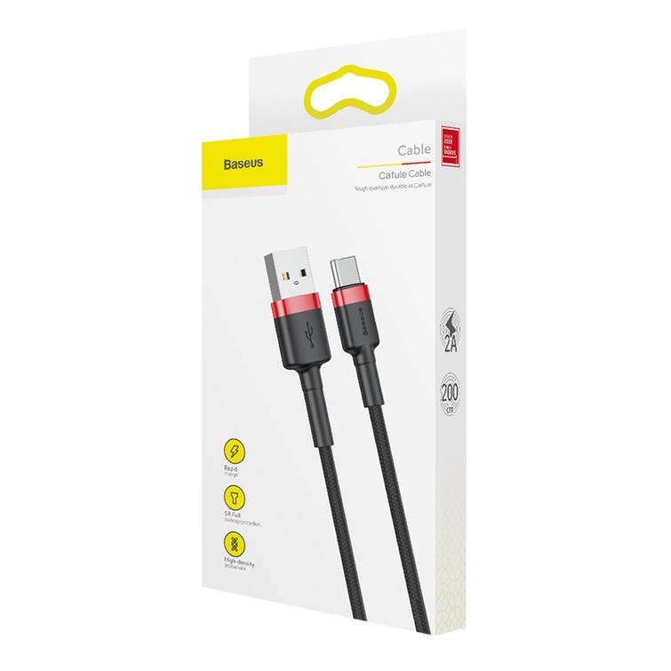 Baseus-kaapeli Cafule USB - USB-C 2,0 m 2A puna-musta