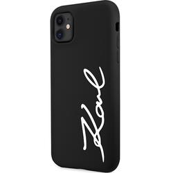 Karl Lagerfeld iPhone 11 / XR -kotelo KLHCN61SKSVGK musta kovakuori Silicone Signature -mallille