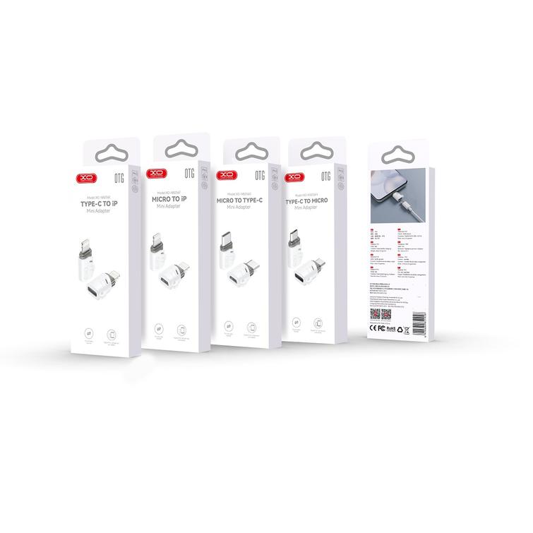 XO-sovitin NB256H USB-C - microUSB, valkoinen