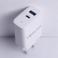 Forever TC-07-30AC PD QC laturi 1x USB-C 1x USB 30W valkoinen + USB-C - USB-C kaapeli 60W