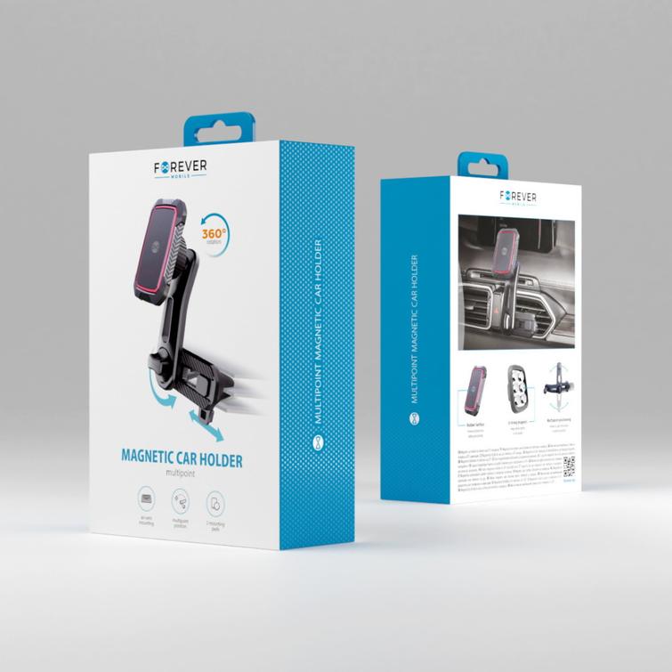 Forever auton pidike tuuletusritil&auml;&auml;n MH-250 monipisteinen magneettinen musta