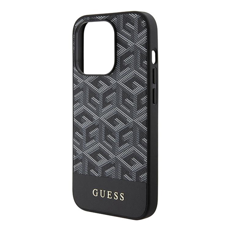 Guess iPhone 14 Pro Max 6,7" suojakuori GUHMP15XHGCFSEK musta HC MAGSAFE GCUBE PU STRIPE