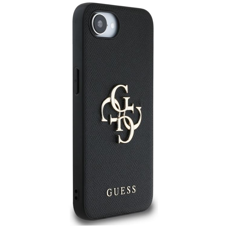 Guess HC PU Grained Big 4G and Classic Logo -kotelo iPhone 16e musta