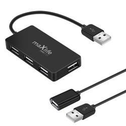 Maxlife Kotitoimisto USB 2.0 -keskitin USB - 4x USB 0,15 m musta + kaapeli 1,5 m