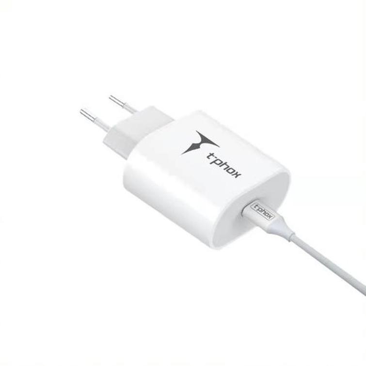 WALL CHARGER T-PHOX ISPEED 20W USB-C/LIGHTNING CABLE WHITE