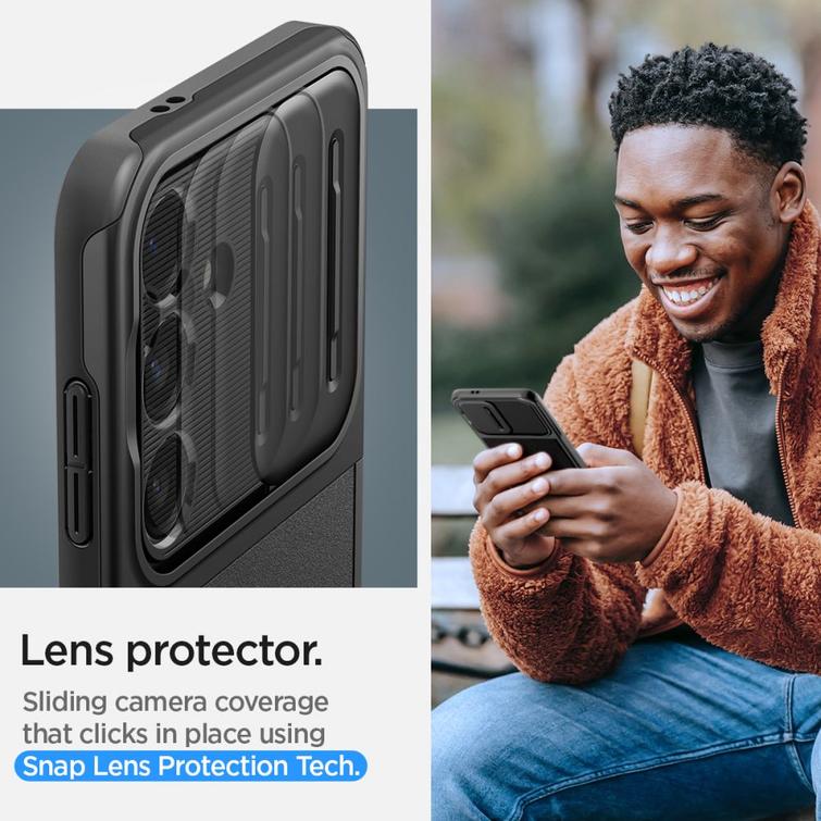 Spigen Optic Armor suojakuori Samsung Galaxy S24:lle, musta