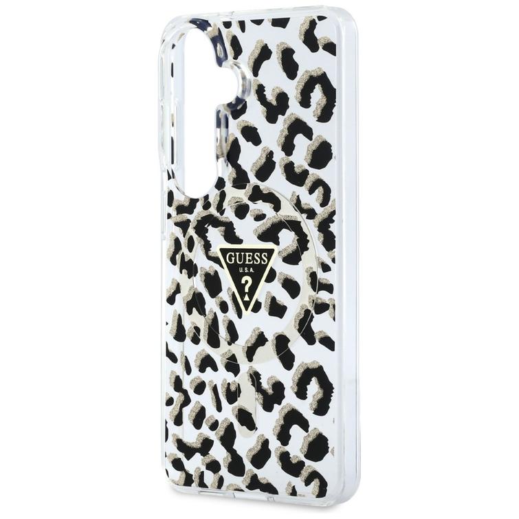 Guess case IML Leopard Print Triangle MagSafe for Samsung Galaxy S26 black