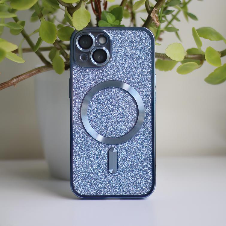 Glitter Chrome Mag -suojakuori iPhone 15 Plus 6,7":lle, sininen