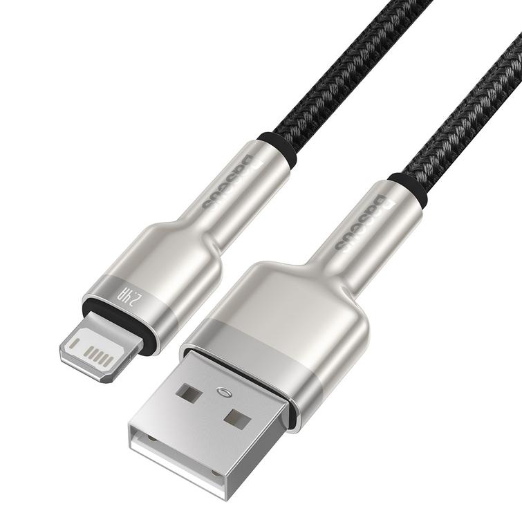 Baseus Cafule Metal USB-Lightning-kaapeli 0,25 m 2,4A musta