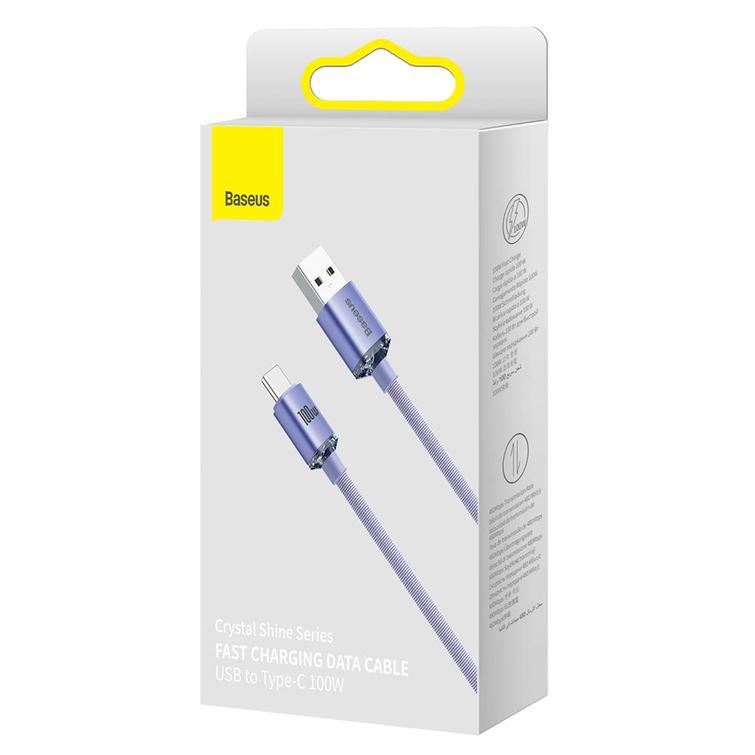 Baseus-kaapeli Crystal Shine USB - USB-C 1,2 m 100W violetti