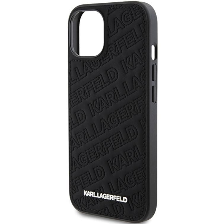 Karl Lagerfeld iPhone 15 6,1" suojakuori KLHCP15SPQKPMK musta HC K-kuvioitu tikkikuvio