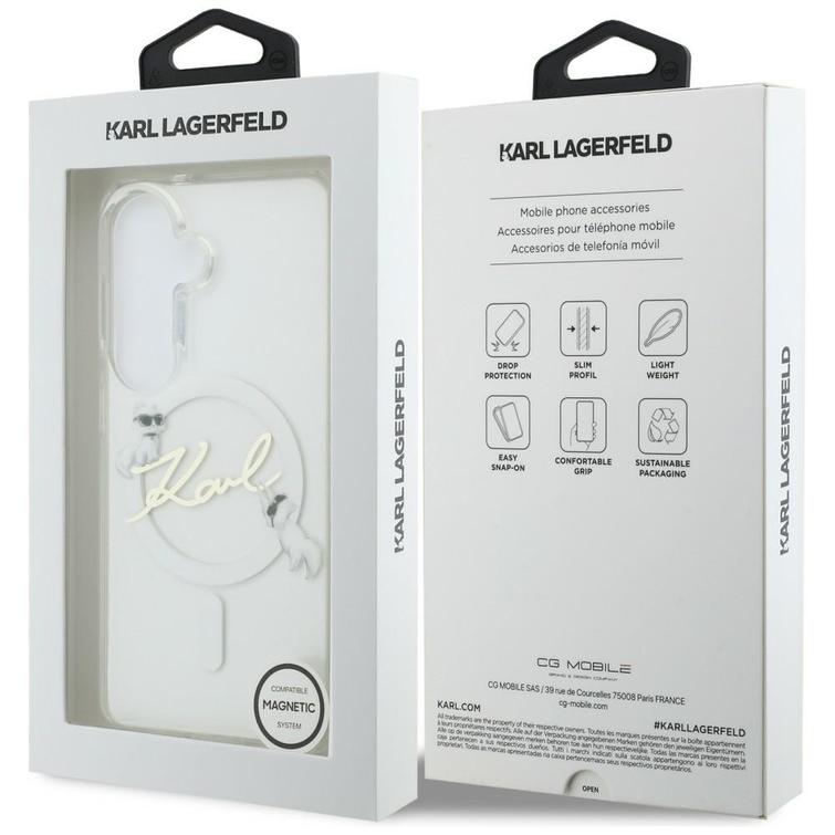 Karl Lagerfeld case IML KC Script MagSafe for Samsung Galaxy S26 transparent