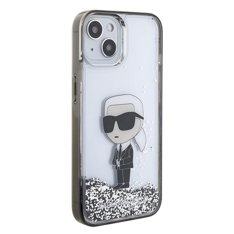 Karl Lagerfeld iPhone 15 6,1" -puhelimen suojakuori KLHCP15SLKKNSK läpinäkyvä kovakuori Liquid Glitter Ikonik