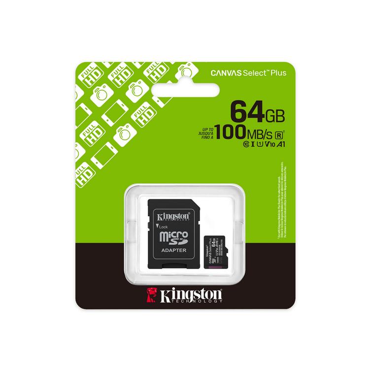 Kingston *microSD 64GB Canvas Select+ G3 100MB/s Adapt