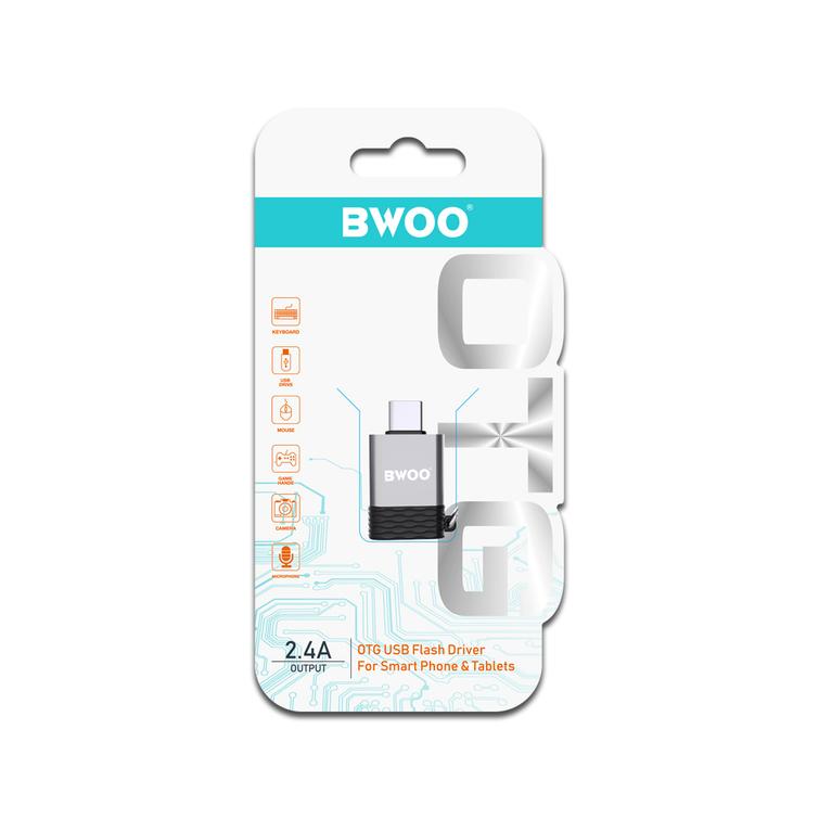 BWOO-sovitin USB - USB-C harmaa OTG BZ-35