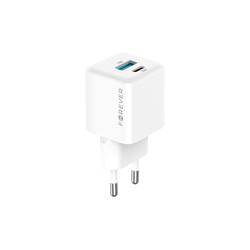Forever TC-08-20AC GaN PD QC laturi 1x USB-C 1x USB 20W valkoinen