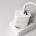 Forever TC-07-30AC PD QC laturi 1x USB-C 1x USB 30W valkoinen + USB-C - USB-C kaapeli 60W