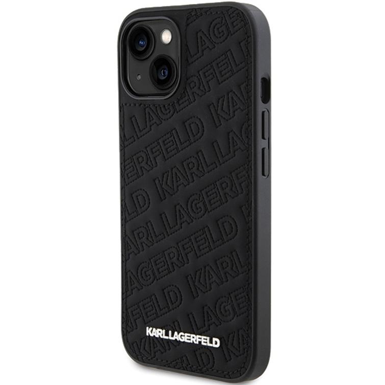 Karl Lagerfeld iPhone 15 6,1" suojakuori KLHCP15SPQKPMK musta HC K-kuvioitu tikkikuvio