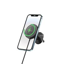 Forever auton pidike tuuletusritil&auml;&auml;n MACH-300 magneettinen langattomalla latauksella musta Qi2 15W