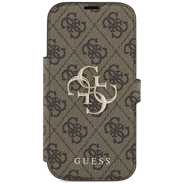 Guess Book 4G Metallinen Logo Suojakuori iPhone 17 Prolle, ruskea