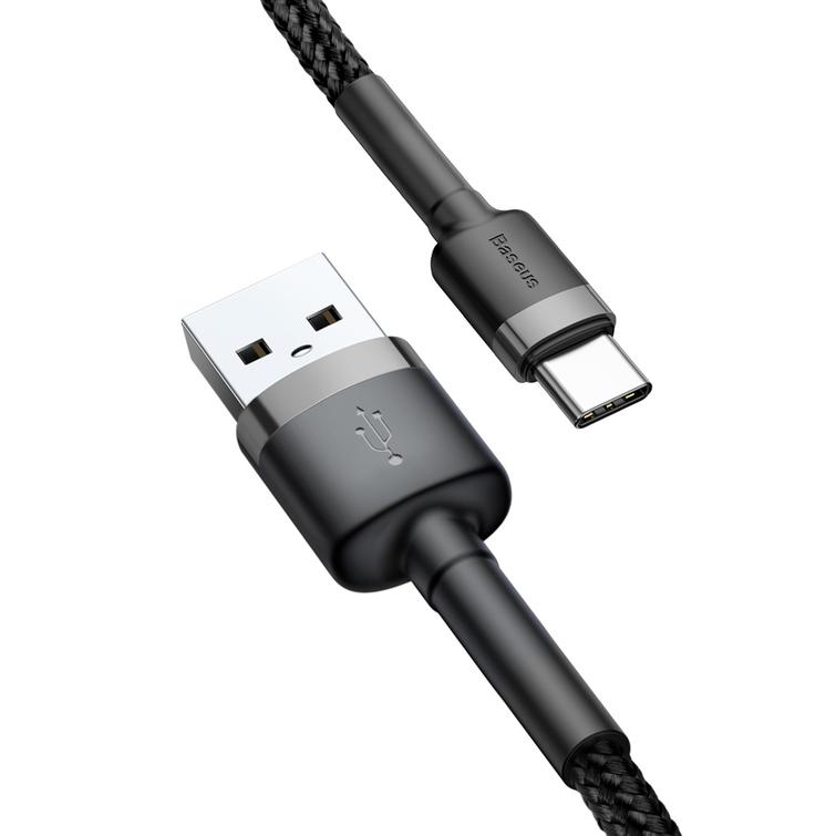 Baseus-kaapeli Cafule USB - USB-C 1,0 m 3A harmaanmusta