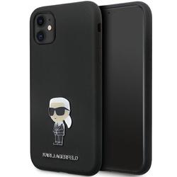 Karl Lagerfeld iPhone 11 -suojakuori KLHCN61SMHKNPK musta HC Silicone Ikonik Metal Pin
