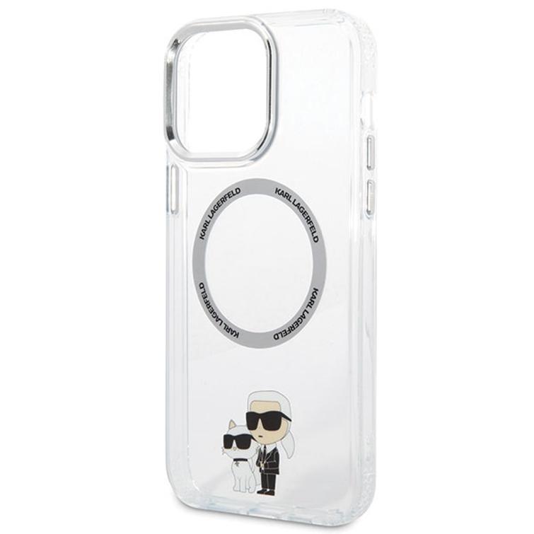 Karl Lagerfeld -suojakuori iPhone 13 Pro Max 6,7" KLHMP13XHNKCIT läpinäkyvä kova suojakuori Magsafe IML NFT Karl & Choupette