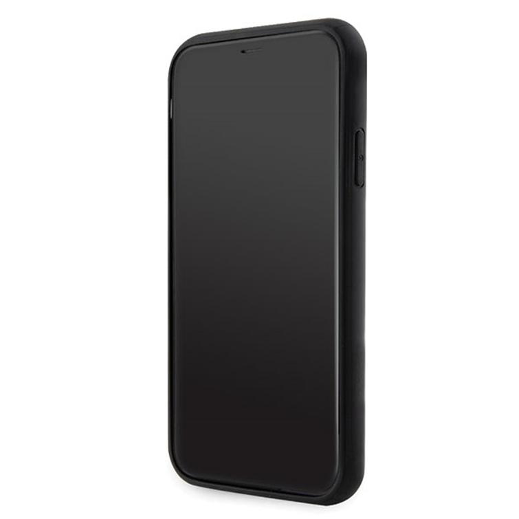 Karl Lagerfeld iPhone 11 / XR -suojakuori KLHCN61G2CPK musta kovakuori Glitter Choupette Patch -kuviolla