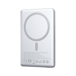 BWOO alumiininen magneettinen varavirtalähde P75 PD 20W 5000 mAh digitaalisella näytöllä ja USB-C-portilla, hopeanvärinen