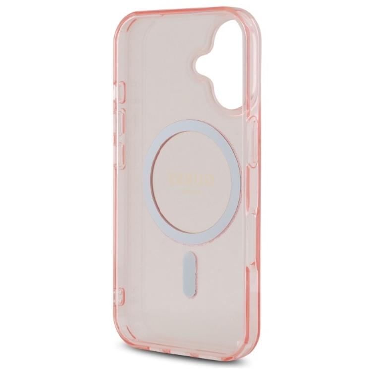 Guess HC MagSafe IML Glitter Circle -suojakuori iPhone 16 6,1":lle, pinkki