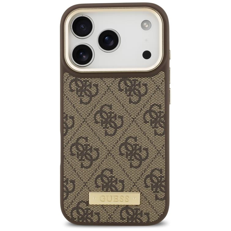 Guess 4G Logo Plate MagSafe case for iPhone 17 Pro brown