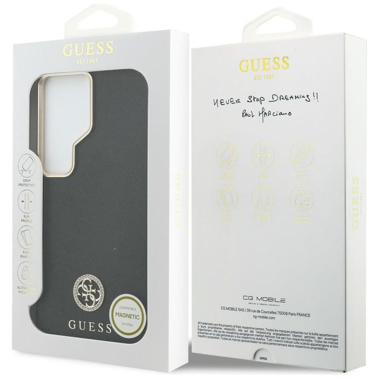 Guess case Rhinestone Round Logo MagSafe for Samsung Galaxy S26 Ultra black