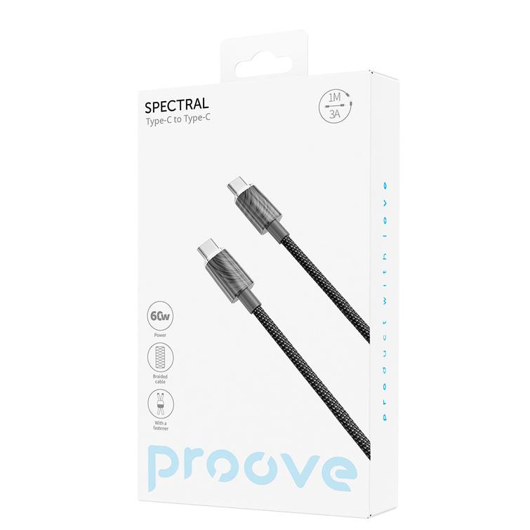 Proove-kaapeli Spectral USB-C - USB-C 1m 3A harmaa