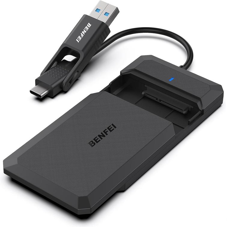 BENFEI SSD-asemakotelo 2.5 tuuman SATA USB-C USB-A UASP SATA III -tuella, musta