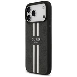 Guess 4G Printed Stripes MagSafe -suojakuori iPhone 17 Pro Maxille, musta