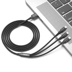 XO-kaapeli NB173 3in1 USB - Lightning + USB-C + microUSB 1,2 m 2,4A musta