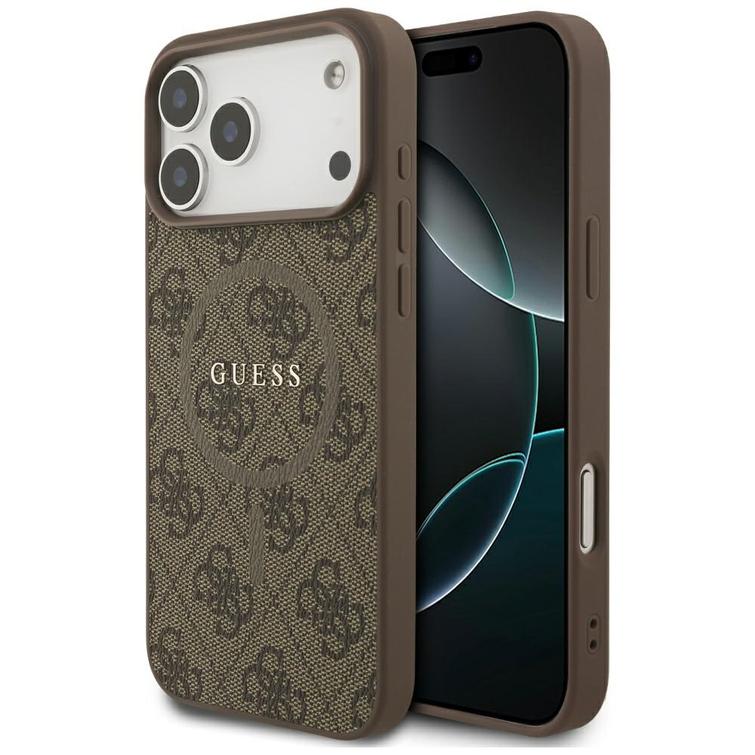 Guess 4G Ring Classic Logo MagSafe case for iPhone 17 Pro Max brown