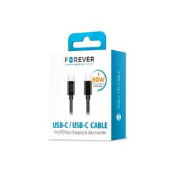 Forever-kaapeli USB-C - USB-C 1,0 m 60W musta