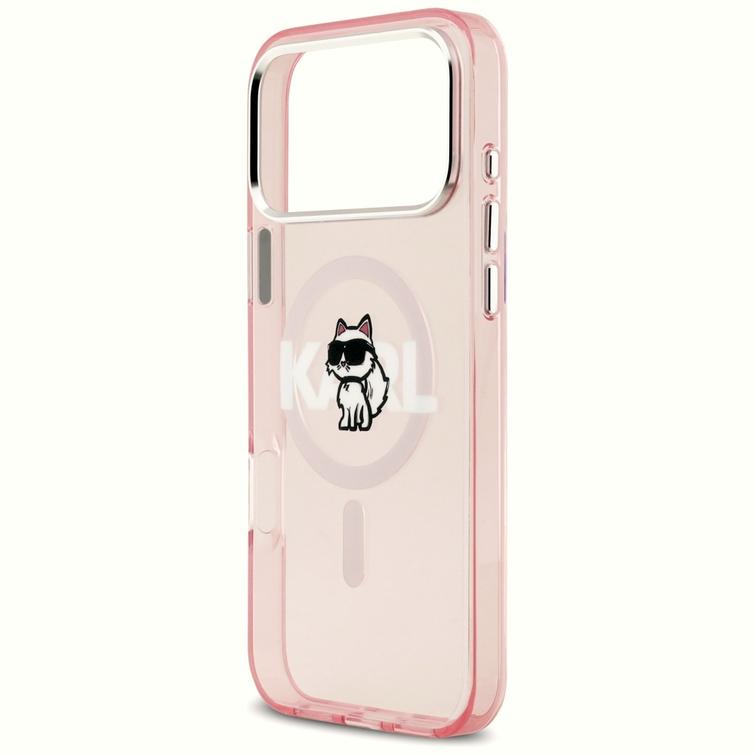 Karl Lagerfeld case for iPhone 17 Pro Max 6,9" IML Choupette Sketch Logo MagSafe pink