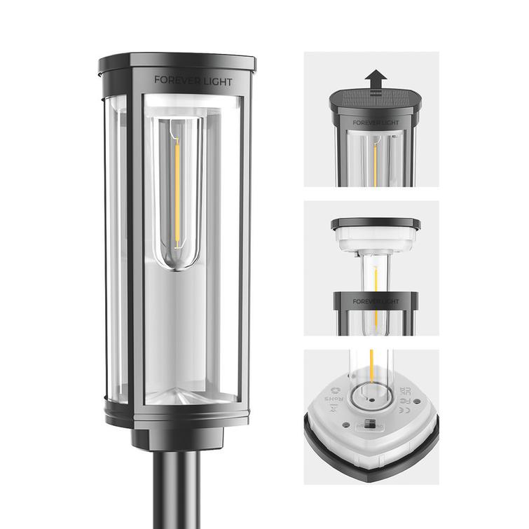 Forever Light aurinkokenno-LED-lamppu SUNARI FLS-97 CLASSIC -pylväslamppu 3000K 500mAh litiumioniakku