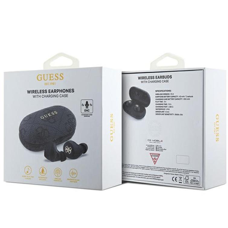 Guess Bluetooth-kuulokkeet GUTWSP4EGK TWS ENC 4G PU METAL LOGO musta