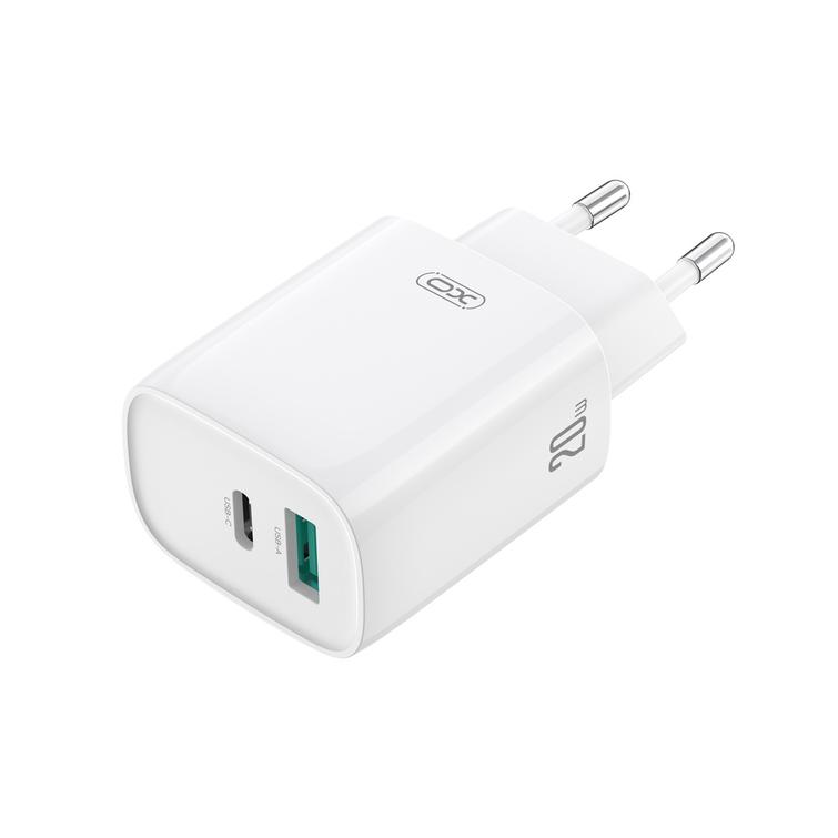 XO-sein&auml;laturi CE29 PD 20W 1x USB-C 1x USB valkoinen