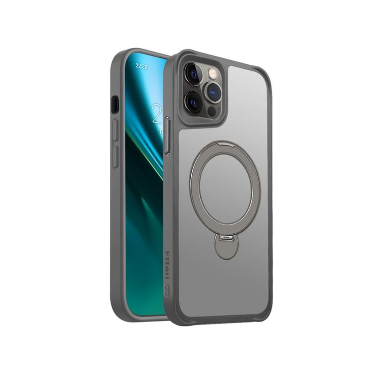 Etteri Matt Mag Ring suojakuori iPhone 12 / 12 Prolle 6,1" harmaa